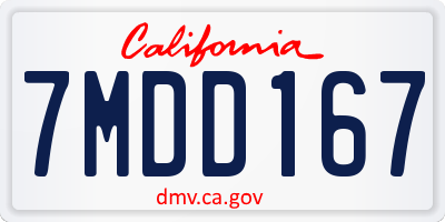 CA license plate 7MDD167