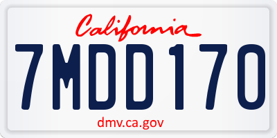 CA license plate 7MDD170