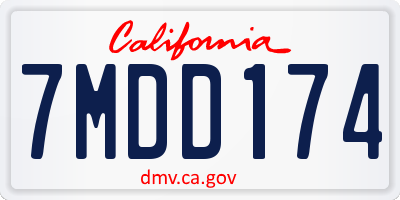 CA license plate 7MDD174