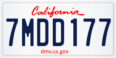 CA license plate 7MDD177