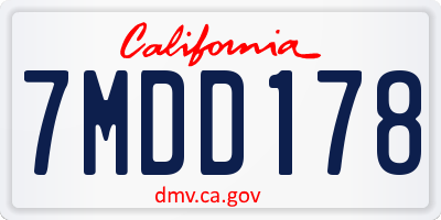 CA license plate 7MDD178