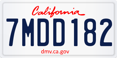 CA license plate 7MDD182