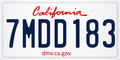 CA license plate 7MDD183