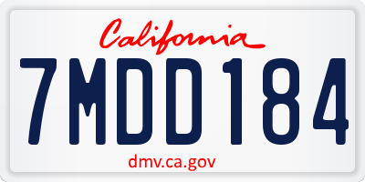 CA license plate 7MDD184