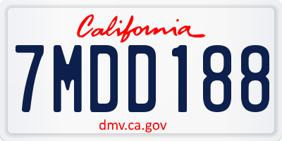 CA license plate 7MDD188