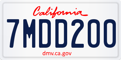 CA license plate 7MDD200