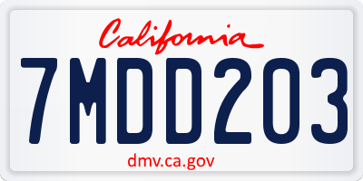 CA license plate 7MDD203