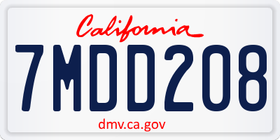 CA license plate 7MDD208