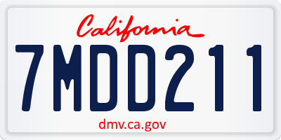 CA license plate 7MDD211