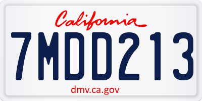 CA license plate 7MDD213