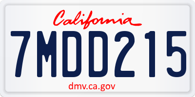 CA license plate 7MDD215