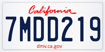CA license plate 7MDD219