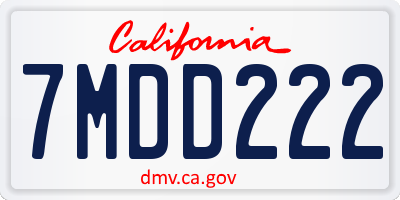 CA license plate 7MDD222