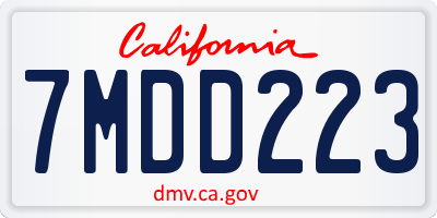 CA license plate 7MDD223