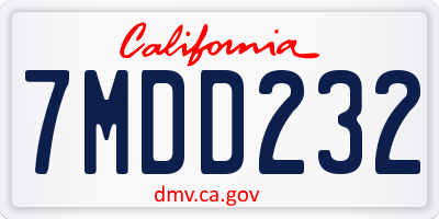 CA license plate 7MDD232
