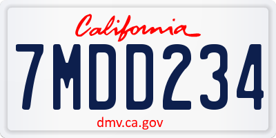 CA license plate 7MDD234