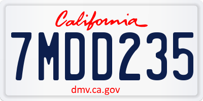 CA license plate 7MDD235