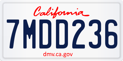 CA license plate 7MDD236