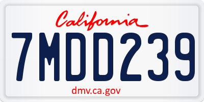 CA license plate 7MDD239