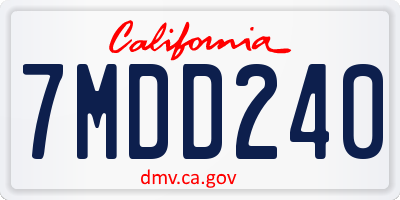 CA license plate 7MDD240