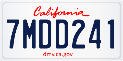 CA license plate 7MDD241