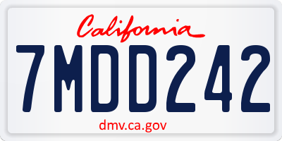 CA license plate 7MDD242