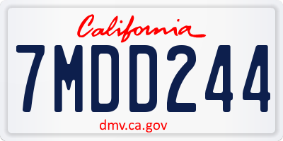 CA license plate 7MDD244