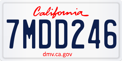 CA license plate 7MDD246