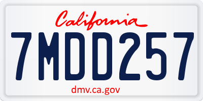 CA license plate 7MDD257