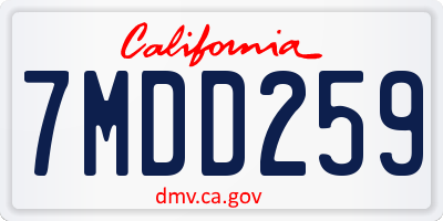CA license plate 7MDD259