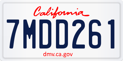 CA license plate 7MDD261