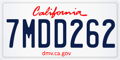 CA license plate 7MDD262