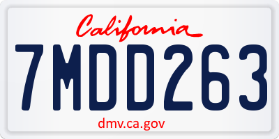CA license plate 7MDD263
