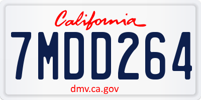 CA license plate 7MDD264