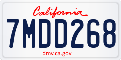 CA license plate 7MDD268