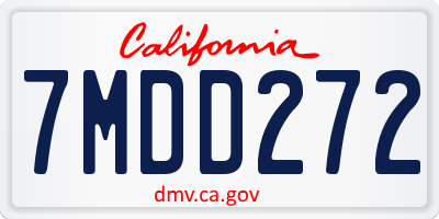 CA license plate 7MDD272
