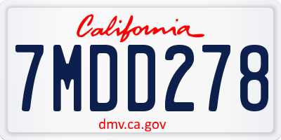 CA license plate 7MDD278