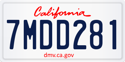 CA license plate 7MDD281