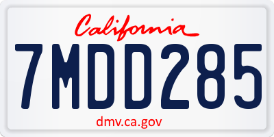 CA license plate 7MDD285