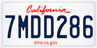 CA license plate 7MDD286