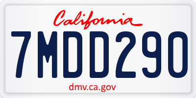 CA license plate 7MDD290