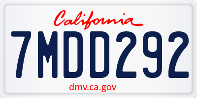 CA license plate 7MDD292