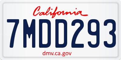 CA license plate 7MDD293