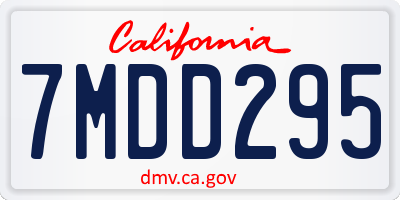 CA license plate 7MDD295