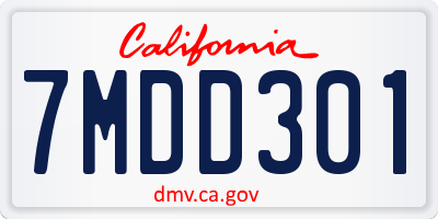 CA license plate 7MDD301