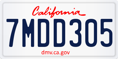 CA license plate 7MDD305