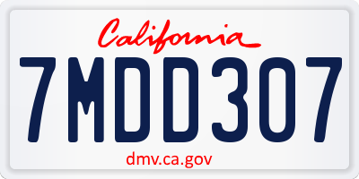CA license plate 7MDD307