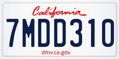 CA license plate 7MDD310