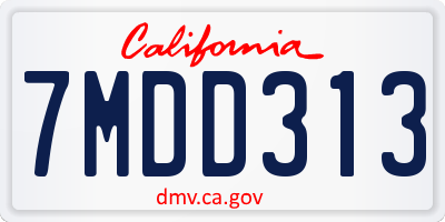 CA license plate 7MDD313