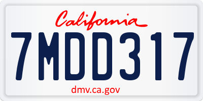 CA license plate 7MDD317